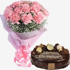 12 Carnations Bouquet and 1 kg cake